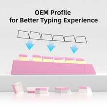 MageGee 130-Key Pudding Keycaps, PBT Keycap Set Customizable Keycap Set, OEM Height, Compatible With 100%, 75%, 65%, 60% Keyboards: Pink Pudding - Pink - View 4