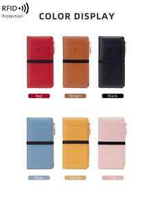 CHARM INFINITE Dompet Paspor Kulit Motif Leci Anti-Pencurian RFID, dengan Tali Elastis, Slot Pena, Beberapa Slot Kartu, Kompartemen Berresleting untuk Tiket dan Uang Tunai, Pengatur Dokumen Perjalanan Unisex, Cocok untuk Perjalanan Pesawat - MultiWarna - View 11