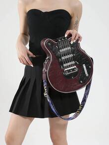 Bolso bandolera con diseño de nicho personalizado en forma de guitarra de simulación, bolso de hombro de cuero sintético de alta calidad, adecuado para fiestas, cosplay, etc. - Multicolor - Ver 4