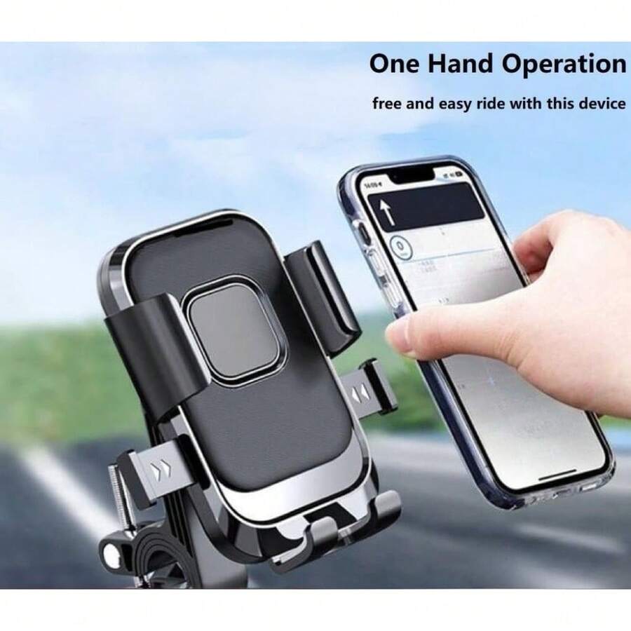 Bicycle Phone Holder, Motorcycle And Bicycle Handlebar Phone Clamp, Rotating Phone Mount, Compatible With 4.7 To 7.2 Inch Smartphones - Black - View 1