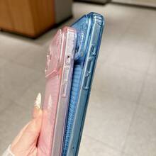 2件裝新款亮片鑽石圖案手機殼，適用於 iPhone 17 Pro Max，精準開孔時尚防摔 TPU 軟殼 - 藍粉紅色 - 查看 4