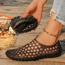 Women's Summer Clogs Beach Sandals Outdoor Slides Korean Style Plus Size Non-Slip Closed Toe Sandals - Black - View 5