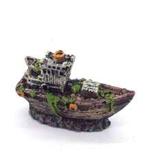 Dekorasi Kapal Karam Klasik, Cocok untuk Akuarium dan Terarium Meja, Dekorasi Lanskap Resin Buatan Tangan - B - View 7