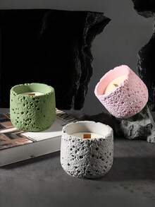 1pc Concrete Scented Candle | Natural Soy Wax Candle With Volcanic Rock Texture Aromatherapy Cup - Multi Scents - View 4