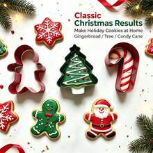 Stainless Steel Christmas Cookie Cutter Set, Gingerbread Man, Christmas Tree, Candy Cane Baking Tools - View 1