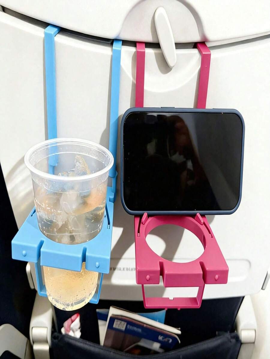 2合1可折疊手機支架飲料托盤配件,適用於大多數飛機座椅托盤,可放置手機/易開罐/杯子 - 彩色 - 查看 1