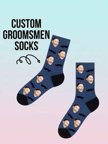 Custom Groomsman Face Socks, Groomsman Invitation Gift, Groom Wedding Socks, Groomsman Gift, Personalized Groomsman Gift - Multicolor - View 10