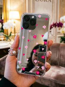 Funda de teléfono con espejo de texto inspirador con corazón de margarita rosa diminuta compatible con IPhone 11/17/17pro/13/14/15/15pro/15 Plus/15 Promax/16/16pro/16plus/16promax/7 8 Plus/X/Xs Max/Xr/17Air/12pro/13pro/14pro/17Promax/13mini/11promax/12promax/13promax/14promax/14plus/7/8/Se &Compatible con Samsung Galaxy/A54 A14 A15 S23 S24 S24ultra S25 A07 A17 S26 A57, cubierta de espejo de maquillaje reflectante rosa suave y femenina de dopamina - Multicolor - Ver 4