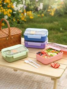 1/2/3pcs Cute Animal Print Bento Box, Sealed Portable Lunch Box With Fork & Spoon, Reusable, Microwave , Meal Prep Container, Suitable For Home, School, Office, Travel, Back To School Season And Outdoor Picnic - Multicolor - View 3
