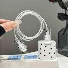 黑色波點英倫風透明充電器保護殼，適用於 iPhone 18W-20W，含線材保護殼套組 - 彩色 - 查看 4