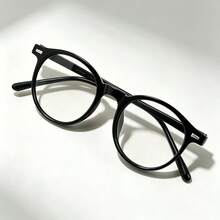 1 Pair Round Exquisite Personalized Charming Plain Lens Glasses, Suitable For Daily Outdoor Hairstyle Decoration Accessory Wear, Satin Minimalist Elegant Fashion Headband Hair Tie Bohemian Elegant - Clear - View 2