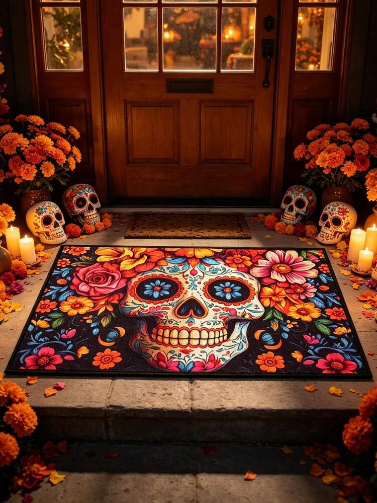 1pc Day Of The Dead Skeleton Doormat, Skeleton Rug, Halloween Doormat, Halloween Decoration, Day Of The Dead Indoor/Outdoor Decoration Mat, Day Of The Dead Memorial Prayer, Day Of The Dead Decoration, Trick Or Treat, Indoor/Outdoor Party Decoration, Holiday Decoration, Event Decoration, Costume Party, Day Of The Dead Gift, Halloween Gift, Party Gift, Home Decor, Room Decor, Christmas, 2027 New Year, Mexican Day Of The Dead - Day Of the Dead Skeletons - View 11