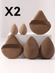 6pcs Makeup Sponge Triangle Puff Set, Soft Wet Use Makeup Tool, Suitable For Concealer, Foundation, Powder And Daily Facial Makeup, Portable And Practical, Perfect Christmas And Holiday Gift For Women - Coffee Brown - View 12