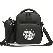 2-In-1 Cartoon Insulated Crossbody Bag With Water Bottle Pocket For School & Picnic - Black - View 11