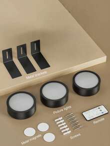 3pcs LED Battery Powered Magnetic Mount Picture Lights, Wireless Remote Control Home Wall Decor Art Display Lights - Black - View 15