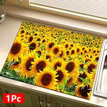 1pc Home Decor Sunflower Pattern Printed Dish Drying Mat, Coffee Machine Absorbent Mat, Sink Drain Mat, Cup Absorbent Mat, Kitchen Supplies, Bathroom Supplies, Kitchen Countertop Decoration - Multicolor - View 14