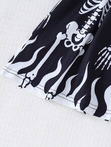 Halloween Mädchen lustiges Totenkopf Langarmkleid - Schwarz und Weiss - Übersicht 5