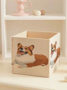 1pc Desktop Storage Basket, Miscellaneous Storage Basket, Home Organization Basket, Puppy Print Design, Large Capacity, Lightweight And Stable, Convenient For Stationery Storage - Multicolor - View 10