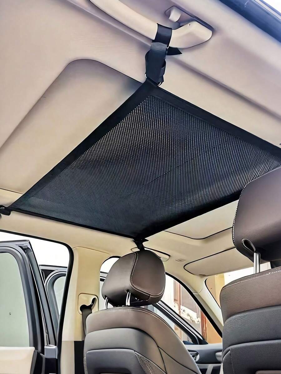 Car Ceiling Cargo Net Pocket With Zipper Large Capacity Camping Travel Car Hanging Pocket Adjustable Ceiling Storage Net For Long Trips Camping Picnic Car Accessories Traveling Outdoor Camping Travel Essentials Accessories