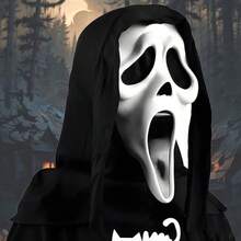 Fun World Screaming Mask Ghost Mask With Cape, Funny Horror Version Halloween Horror Silicone Mask, Christmas Holiday Gift - View 12