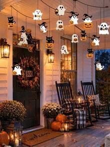 12pcs-Cute Paper Halloween Ghost Decorations, Party Decor, Horror Theme Decor, Tree Hanging Ornaments, Haunted House Party Decor, Holiday Hanging Decor, Ghost Decor, Classic Halloween Theme - Multiple Styles - View 2