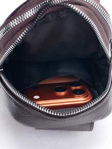 1 Piece Men's Black PU Leather Crossbody Sling Bag Casual & Business Use For Daily Commute - Multicolor - View 7