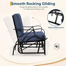 Techigher Set Of 2 Garden Swing Glider Chairs With Cushions, Weatherproof Metal Outdoor Rocking Chairs, Patio Armchair Set For Lawn, Deck & Balcony - Multicolor - View 7