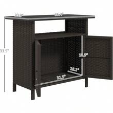 Wicker Outdoor Storage Cabinet, Rattan Bar Table With 2 Doors And Shelf, Buffet Sideboard With Metal Slatted Countertop For Poolside, Patio, Variant 1 - None - View 6