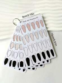 10pcs Reusable PVC Nail Art Tracing Cards, Waterproof Plastic Nail Art Practice Cards, Handmade Nail Art Training Cards For Beginners, Nail Artist Design Drawing Practice Board, Nail Salon Accessories Tools - Multicolor - View 6