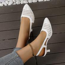 Women's White Woven Pointed Toe Stiletto High Heel Backless Sandals, Suitable For Spring And Summer, Fashionable And Versatile, Perfect For Work, Commuting And Dating - White - View 12