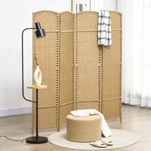 HOMCOM Room Divider, 4 Panel Folding Privacy Screen, 5.6' Tall Freestanding Wall Partition For Home Office, Bedroom, Nature Wood-XY927424 - 1 - View 9