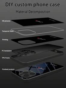 1pc Customized Initial DIY Name, Ins Style Multi-Color Small Heart Pattern Liquid TPU Full Edge + Tempered Glass Material Shockproof Scratch-Resistant Phone Case Compatible With Apple Duo/18ProMax/17ProMax/16Pro/15/14Plus/13Pro/12ProMax/11/XsMax/8/7/6Plus And S26Ultra/S25Plus/S24 & A Series & / Phone Accessories - Black - View 6