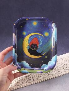 1pc Rolling Tray With Cigar Cat Pattern, Excellent Cigarette Rolling Tool, Ideal Holiday Gift - Print - View 6