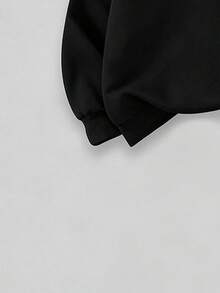 Girls Simple Fashion Cartoon Print Black Top And Black Pants Sports Set, Autumn/Winter - Black - View 5
