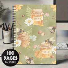 A5 Notebook With Cute Bee And Flower Pattern, Fresh Illustration Style, Student Classroom Notebook, Stationery, Creative Diary, Journal - One Book (50 Pages, 100 Pages) - View 6