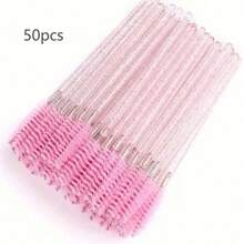 150/50 piezas Cepillos desechables para pestañas, cerdas de nailon tamaño S, aplicador de extensión de cejas sin aroma, mango de plástico ABS, adecuado para piel normal, juego de cepillos rosa y negro, cepillo para cejas y sombras de ojos, decoración de bodas, accesorios de baño - A - Ver 9