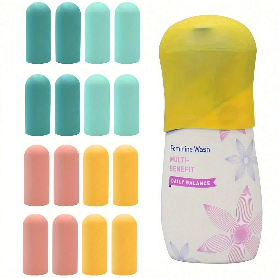 HJsubrtPlay Tampas de Garrafa de Silicone Multipeças, Essenciais de Viagem para Mulheres e Homens, Artigos de Toalete em Tamanho de Viagem, Essenciais de Cruzeiro, Acessórios de Bagagem, Necessidades de Viagem, Mangas Elásticas Seladas à Prova de Vazamento