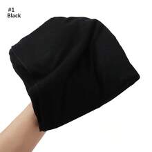 1 buah Hijab Muslim Wanita Bahan Modal Elastis Lembut Warna Polos - Hitam - View 4