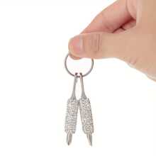 1pc Shiny Full Rhinestone Mini Screwdriver Keychain Set, Stainless Steel Slotted Screwdriver Portable Pocket Repair Multi-Function Tool, Shiny Crystal Rhinestone Key Ring Bag Pendant Fashion Style - Multicolor - View 3