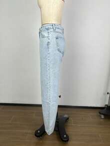 Casual Washed Straight Leg Denim Jeans - Light Wash - View 5