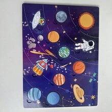 Wooden Solar System 8 Planets 3D Cognitive Puzzle Board, Replicating Sun And 8 Planets Orbit, Paired With Astronaut Rocket Space Illustration, 3D Planets Can Be Embedded Into Corresponding Slots, Astronomy Science Popularization Enlightenment, Exercising Children's Spatial Cognition And Hand-Eye Coordination, Inspiring Interest In Universe Exploration, Montessori Early Education STEM Teaching Tool, Suitable For Children's Birthday Holiday Learning Gifts - Multicolor - View 8