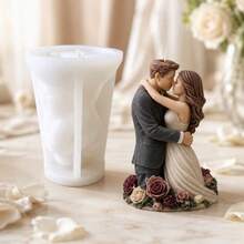 Aesthetic Lovers Embrace Silicone Mold, Realistic Couple Kissing Sculpture Mold For DIY Resin Art, Romantic Flower Base Statue Mold For Bedroom Home Decoration - A - View 4