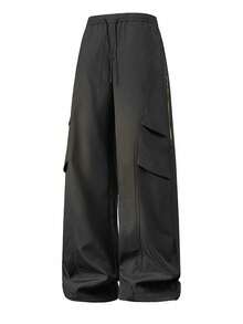 Men's Casual Fashion Cargo Pants Outdoor Sports Multi-Pocket Straight Leg Long Pants - Black - View 2