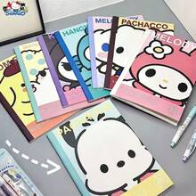 Cuaderno B5 de la serie SANRIO, Kitty, My Melody, Kuromi, Cinnamoroll, Pom Pom Purin, Pochacc, serie 8 de personajes clásicos, estilo aleatorio enviado, cuaderno de suministros de oficina diarios, escritura cómoda, encuadernación cosida no se cae fácilmente, registros de oficina, planificador, imprescindible para fans de SANRIO - Multicolor - Ver 5