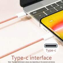 3.3/6.6/10ft USB-C To Type-C Fast Charging Cable, Nylon Braided Charging Data Cord Compatible With IPhone 17/16/15, Android Phones, Suitable For Indoor/Outdoor/Travel And Car Use, Support Fast Charging - 淺粉色 - 查看 3