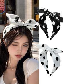1pc/2pcs/3pcs Sweet Cute Fabric Cherry Print Rabbit Ear Headband, High Crown Pressure Hair Accessory, Suitable For Dresses, Hair Accessories - Multicolor - View 8