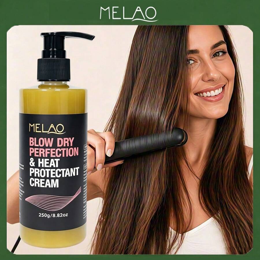 MELAO Blowout Styling Creme Protetor de Cabelo Perfeito 250g/8.82oz, Creme Protetor Térmico para Cabelo para Secagem e Penteado, Anti-Frizz, Cabelo Suave, Previne Danos por Calor - 250g - Ver 1