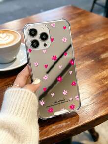 Funda de teléfono con espejo de texto inspirador con corazón de margarita rosa diminuta compatible con IPhone 11/17/17pro/13/14/15/15pro/15 Plus/15 Promax/16/16pro/16plus/16promax/7 8 Plus/X/Xs Max/Xr/17Air/12pro/13pro/14pro/17Promax/13mini/11promax/12promax/13promax/14promax/14plus/7/8/Se &Compatible con Samsung Galaxy/A54 A14 A15 S23 S24 S24ultra S25 A07 A17 S26 A57, cubierta de espejo de maquillaje reflectante rosa suave y femenina de dopamina - Multicolor - Ver 3