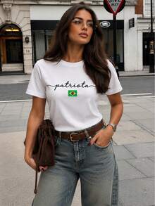 100% Cotton Unisex T-Shirt For The Whole Family, Brazilian Patriot, Jesus Print, Casual Chic, Elegant - 白人愛國者 - 查看 3