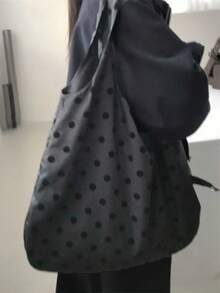 簡約時尚休閒百搭單肩托特包，小眾設計復古經典休閒單肩包，適合通勤、購物等 - 灰色 - 查看 4